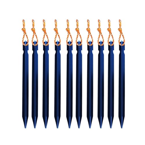 Heringe Zelt 10 Stücke 18 cm Aluminiumlegierung Hof Baldachin Zeltheringe Gartenpfähle Bodennagel Heavy Duty Mit Reflektierende Schnur Hängematte Camping(Blue) von YXADGML