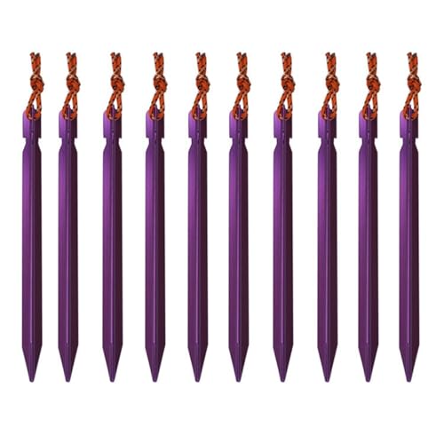 Heringe Zelt 10 Stücke 18 cm Aluminiumlegierung Hof Baldachin Zeltheringe Gartenpfähle Bodennagel Heavy Duty Mit Reflektierende Schnur Hängematte Camping(Purple) von YXADGML