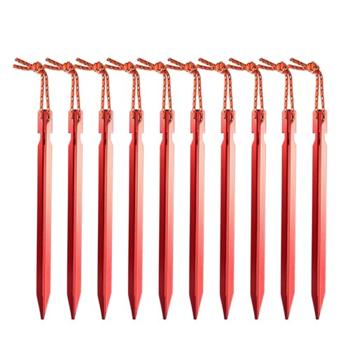 Heringe Zelt 10 Stücke 18 cm Aluminiumlegierung Hof Baldachin Zeltheringe Gartenpfähle Bodennagel Heavy Duty Mit Reflektierende Schnur Hängematte Camping(Red) von YXADGML