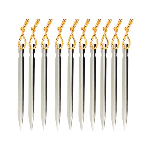 Heringe Zelt 10 Stücke 18 cm Aluminiumlegierung Hof Baldachin Zeltheringe Gartenpfähle Bodennagel Heavy Duty Mit Reflektierende Schnur Hängematte Camping(Silver) von YXADGML