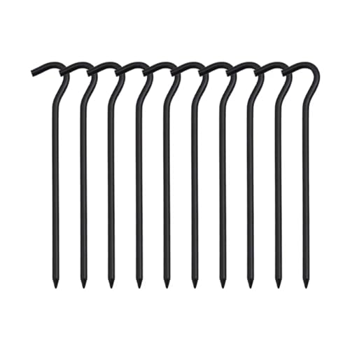Heringe Zelt 10PCS 18cm Aluminium Legierung Zelt Spikes Mit Haken Garten Stakes Boden Spikes for Hängematte Camping Wind Seil Markise Baldachin(10PCS Black) von YXADGML