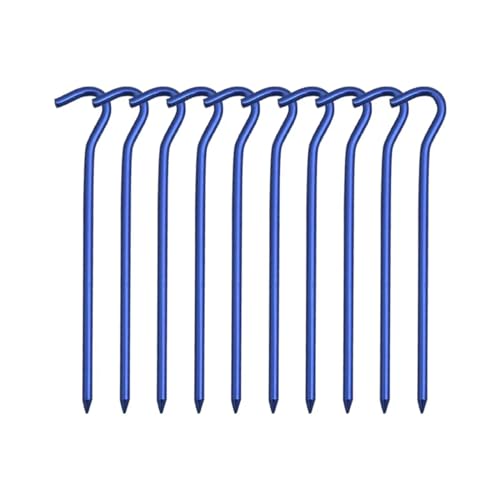 Heringe Zelt 10PCS 18cm Aluminium Legierung Zelt Spikes Mit Haken Garten Stakes Boden Spikes for Hängematte Camping Wind Seil Markise Baldachin(10PCS Blue) von YXADGML