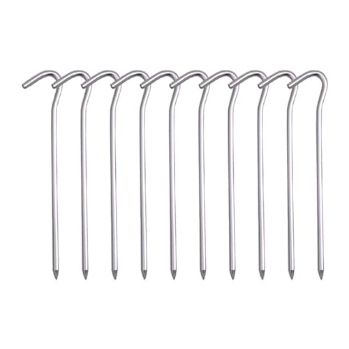 Heringe Zelt 10PCS 18cm Aluminium Legierung Zelt Spikes Mit Haken Garten Stakes Boden Spikes for Hängematte Camping Wind Seil Markise Baldachin(10PCS Silver) von YXADGML