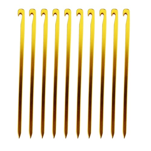 Heringe Zelt 10Pcs 16cm Aluminium Legierung Zelt Heringe Garten Stakes Boden Nagel Heavy Duty Hängematte Camping for Abspann Markise Baldachin überzelt(Gold) von YXADGML