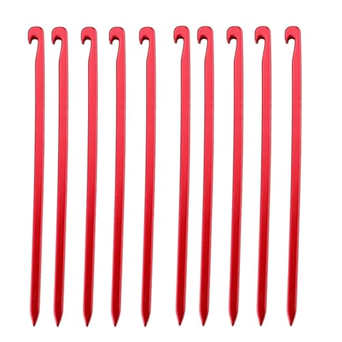 Heringe Zelt 10Pcs 16cm Aluminium Legierung Zelt Heringe Garten Stakes Boden Nagel Heavy Duty Hängematte Camping for Abspann Markise Baldachin überzelt(Red) von YXADGML