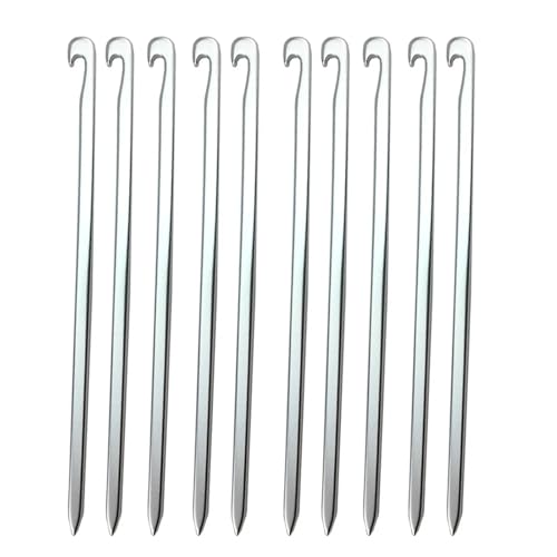 Heringe Zelt 10Pcs 16cm Aluminium Legierung Zelt Heringe Garten Stakes Boden Nagel Heavy Duty Hängematte Camping for Abspann Markise Baldachin überzelt(Silver) von YXADGML