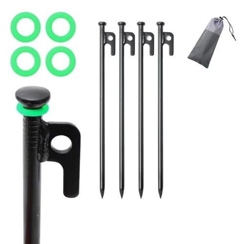 Heringe Zelt 20/25/30/40 cm Zeltheringe Nägel Camping Zubehör Wohnmobil Wandern Outdoor Aluminium Strand Schwarz Lange Baldachin Bodennagel(Black30cm-02) von YXADGML