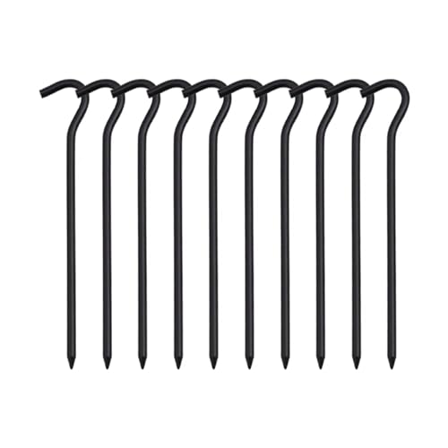Heringe Zelt 5/10PCS 18cm Aluminium Legierung Zelt Spikes Mit Haken Garten Stakes Boden Spikes for Hängematte Camping Wind Seil Markise Baldachin(10PCS Black) von YXADGML