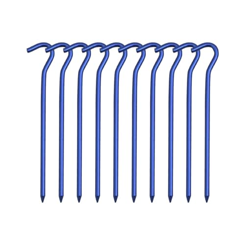 Heringe Zelt 5/10PCS 18cm Aluminium Legierung Zelt Spikes Mit Haken Garten Stakes Boden Spikes for Hängematte Camping Wind Seil Markise Baldachin(10PCS Blue) von YXADGML