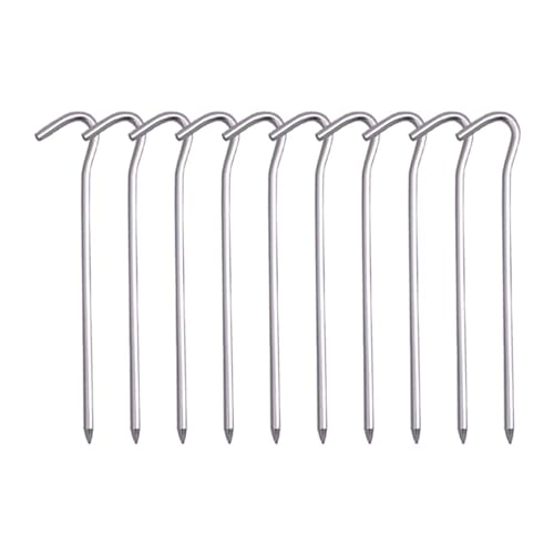 Heringe Zelt 5/10PCS 18cm Aluminium Legierung Zelt Spikes Mit Haken Garten Stakes Boden Spikes for Hängematte Camping Wind Seil Markise Baldachin(10PCS Silver) von YXADGML