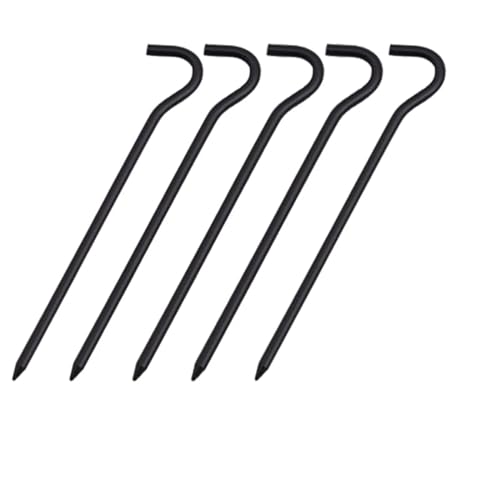 Heringe Zelt 5/10PCS 18cm Aluminium Legierung Zelt Spikes Mit Haken Garten Stakes Boden Spikes for Hängematte Camping Wind Seil Markise Baldachin(5PCS Black) von YXADGML