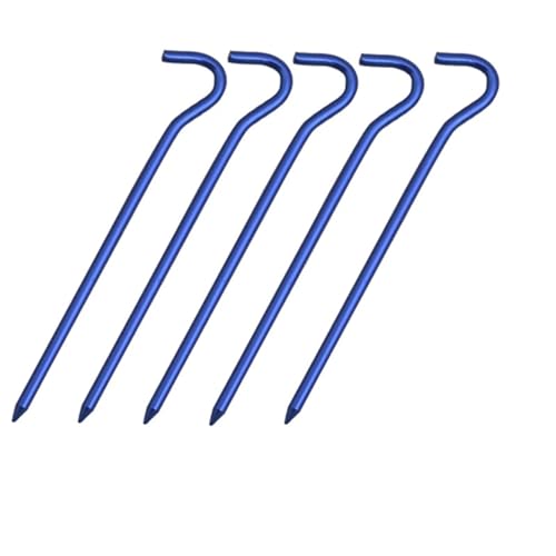 Heringe Zelt 5/10PCS 18cm Aluminium Legierung Zelt Spikes Mit Haken Garten Stakes Boden Spikes for Hängematte Camping Wind Seil Markise Baldachin(5PCS Blue) von YXADGML