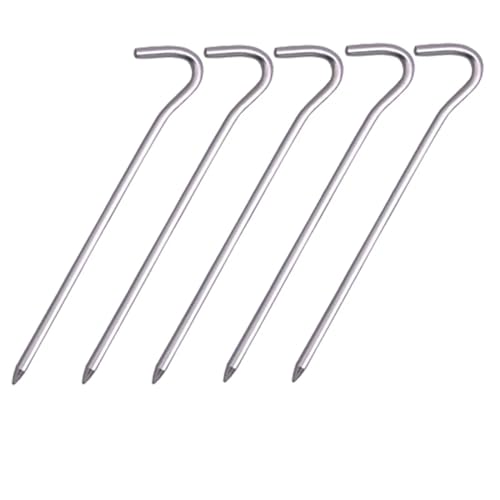 Heringe Zelt 5/10PCS 18cm Aluminium Legierung Zelt Spikes Mit Haken Garten Stakes Boden Spikes for Hängematte Camping Wind Seil Markise Baldachin(5PCS Silver) von YXADGML