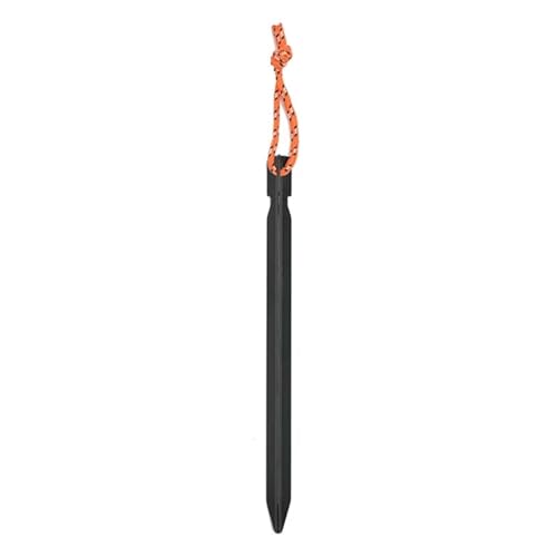 Heringe Zelt 6Pcs 23cm Aluminium Legierung Yard Baldachin Zelt Heringe Garten Stakes Boden Nagel Heavy Duty Mit Reflektierende Schnur Hängematte Camping(Black 6pc) von YXADGML