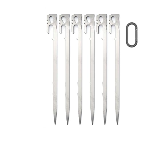 Heringe Zelt 6Pcs 28cm Edelstahl Baldachin Heringe Garten Stakes Boden Nagel Heavy Duty Mit Reflektierende Schnur Hängematte Strand Camping von YXADGML