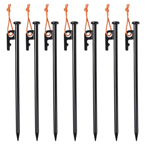 Heringe Zelt 9,8 Zoll 7 Stück robuste Stahl-Zeltheringe mit Hakenloch-Design, Camping-Zeltheringe, Bodennägel for Baldachin, Unterschlupf von YXADGML