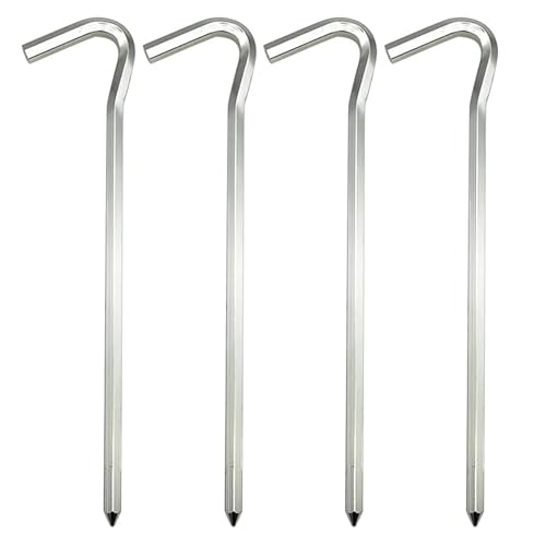 Heringe Zelt Camping Hammer Edelstahl Kupfer Outdoor Zelt Hering Pfahl Mallet Mit Pfahl Puller Nagel Heber for Bergsteigen Wandern(003-4pcs Peg) von YXADGML