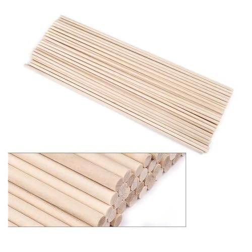 Holzstäbchen Zum Basteln 3–14 mm runde Holzstäbe for DIY Holzhandwerk Zahnrad-Sticks Pegs Sticks Herstellung von Kuchen Dübel(3x200mm-50pcs) von YXADGML