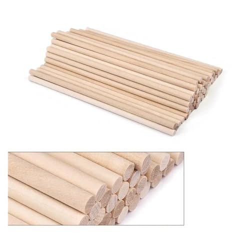 Holzstäbchen Zum Basteln 3–14 mm runde Holzstäbe for DIY Holzhandwerk Zahnrad-Sticks Pegs Sticks Herstellung von Kuchen Dübel(5x150mm-50pcs) von YXADGML