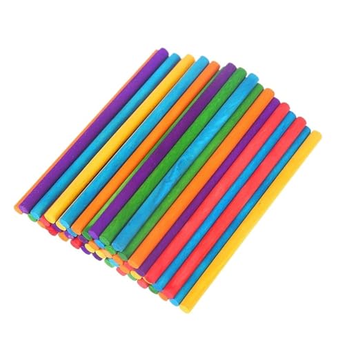 Holzstäbchen Zum Basteln 50Pcs Farbe Runde Holz Sticks Hand Material Kreative Holz DIY Handwerk(Color Sticks 10cm) von YXADGML