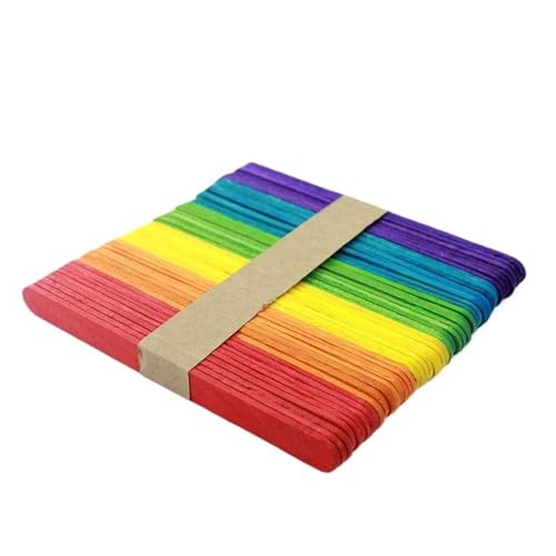 Holzstäbchen Zum Basteln 50Pcs Holz Popsicle Sticks Kreative Puzzle DIY Hand Handwerk Bausteine ​​Zubehör(Colorful Small 50pcs) von YXADGML