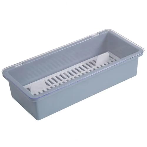 YXADGML Besteck Organizer Aufbewahrungsbox Drainage Partition Transparente Abdeckung Löffel Besteck Aufbewahrungskoffer Küchenbedarf(Grey) von YXADGML