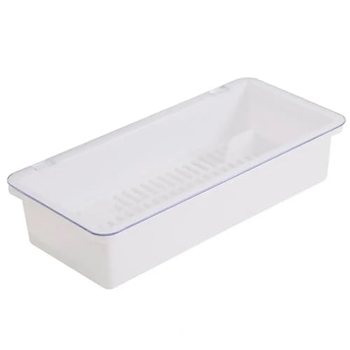 YXADGML Besteck Organizer Aufbewahrungsbox Drainage Partition Transparente Abdeckung Löffel Besteck Aufbewahrungskoffer Küchenbedarf(White) von YXADGML