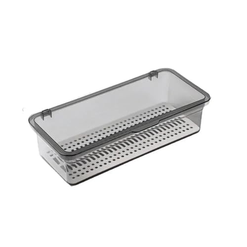 YXADGML Besteck Organizer Besteckablagehalter Geschirr-Organizer Löffel Gabel Aufbewahrungsbox Kunststoffbehälter Besteckständer mit Deckel und Abtropffläche(Gray) von YXADGML