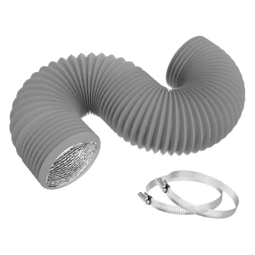 YXADGML Lüftungsschlauch Aluminium-Trockner-Entlüftungsschlauch, Trocknerschlauch, Luftführung flexibel mit 2 Klemmen(Gray) von YXADGML