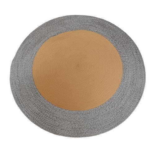 YXADGML Webteppich 45 cm Jute gewebter Teppich, Bodenmatte, Stuhlmatte, runder Couchtischteppich, Schlichte Matte, 45 cm, Jute gewebter Teppich, Vintage-Farbe(Style1) von YXADGML