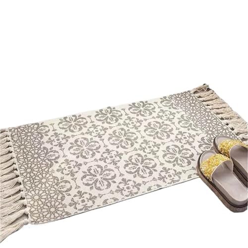 YXADGML Webteppich Baumwolle und Leinen Teppich Quaste Teppich Bodenmatte Vintage handgewebte Tapisserie dekorative Decke Home Decor(Style4) von YXADGML