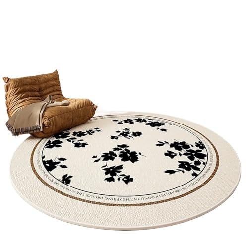 YXADGML Webteppich Leichter Luxus-Schlafzimmerteppich, waschbare weiche Bodenmatte, Vintage-Wohnzimmer-Dekorationsteppich, großer runder Freizeitteppich(Style1) von YXADGML