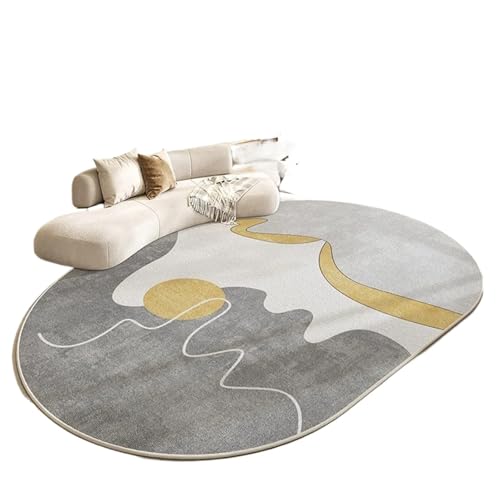 YXADGML Webteppich Ovaler Wohnzimmer-Dekorativer Großflächenteppich Moderner Stil Schlafzimmerteppich Home Waschbarer Rutschfester Pad Luxus-Freizeitteppich(80x120cm,Style1) von YXADGML