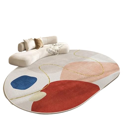 YXADGML Webteppich Ovaler Wohnzimmer-Dekorativer Großflächenteppich Moderner Stil Schlafzimmerteppich Home Waschbarer Rutschfester Pad Luxus-Freizeitteppich(80x160cm,Style2) von YXADGML