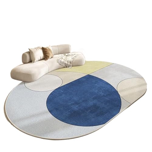 YXADGML Webteppich Ovaler Wohnzimmer-Dekorativer Großflächenteppich Moderner Stil Schlafzimmerteppich Home Waschbarer Rutschfester Pad Luxus-Freizeitteppich(80x160cm,Style3) von YXADGML