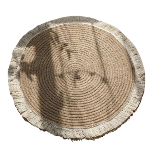 YXADGML Webteppich Runde Matte aus Baumwollseil, handgewebt, for Wohnzimmer, Schlafzimmer, Balkon, dekorativer Teppich, rutschfeste Couchtischmatte YXADGML Webteppich Runde Matte aus Baumwollseil, handgewebt, for Wohnzimmer, Schlafzimmer, Balkon, dekorativer Teppich, rutschfeste Couchtischmatte von YXADGML