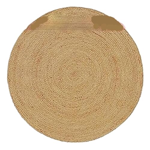YXADGML Webteppich Runder Juteteppich im Jute-Stil, Sommerteppich, doppelseitig gewebt, moderner Landhaus-Teppich(80X80CM) von YXADGML