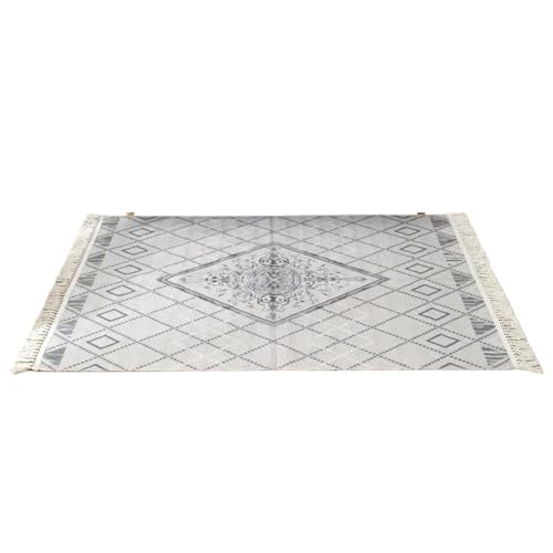 YXADGML Webteppich Teppich for Wohnzimmer Baumwolle Leinen handgewebt Schlafzimmer Teppich Quaste Bodenmatte Gebet Tatami-Matte(80x160cm,Style1) von YXADGML