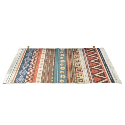 YXADGML Webteppich Teppich for Wohnzimmer Baumwolle Leinen handgewebt Schlafzimmer Teppich Quaste Bodenmatte Gebet Tatami-Matte(80x160cm,Style4) von YXADGML