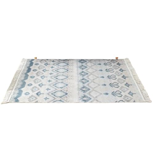 YXADGML Webteppich Teppich for Wohnzimmer Baumwolle Leinen handgewebt Schlafzimmer Teppich Quaste Bodenmatte Gebet Tatami-Matte(80x160cm,Style6) von YXADGML