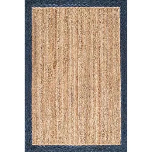 YXADGML Webteppich Teppiche Jute Handgewebte Teppiche Mit Blauen Streifen Moderne Lange Teppiche(60x90cm,Style2) von YXADGML