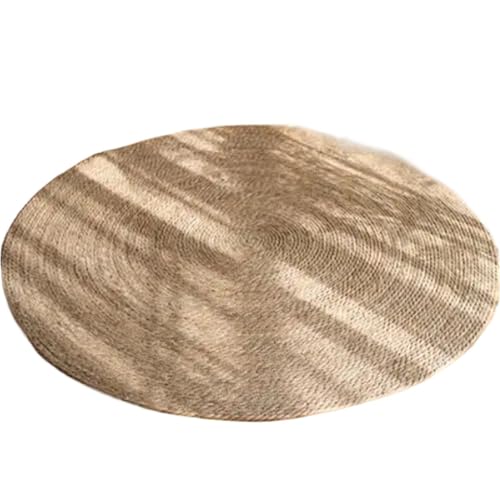 YXADGML Webteppich Wassergras Handgewebter Teppich Stroh Jute Teppich Hotel Garten Stil for Wohnzimmer Couchtisch Nachttisch Bodenmatte Runder Teppich(Style1) von YXADGML