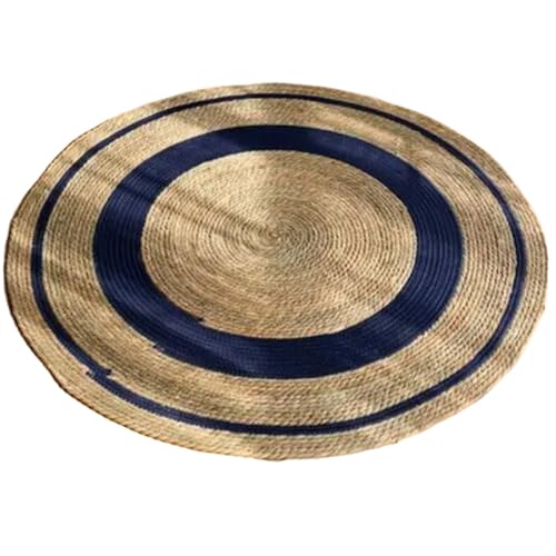 YXADGML Webteppich Wassergras Handgewebter Teppich Stroh Jute Teppich Hotel Garten Stil for Wohnzimmer Couchtisch Nachttisch Bodenmatte Runder Teppich(Style4) von YXADGML