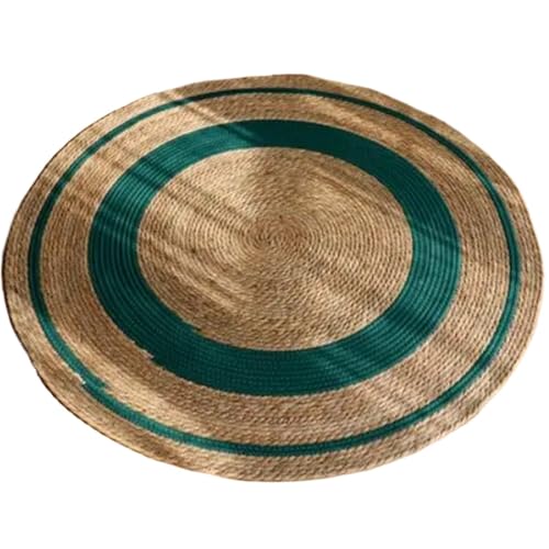 YXADGML Webteppich Wassergras Handgewebter Teppich Stroh Jute Teppich Hotel Garten Stil for Wohnzimmer Couchtisch Nachttisch Bodenmatte Runder Teppich(Style5) von YXADGML