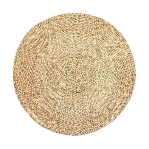 YXADGML Webteppich Wohnzimmerteppich, Jutegewebe, verschleißfest und schmutzabweisend, Originalfarbe, großflächige Bodenmatte(Diameter 100CM) von YXADGML