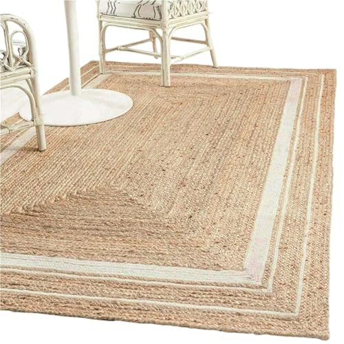YXADGML Webteppich Wohnzimmerteppich Jute Handgewebt Weich Atmungsaktiv Komfortabel Wohndekoration Teppich Verschleißfeste Schlafzimmermatte(90x150CM 35X59inch,Style2) von YXADGML