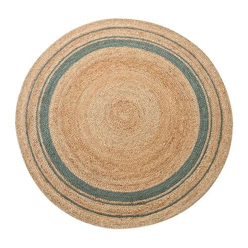 YXADGML Webteppich Wohnzimmerteppich Jute Traditioneller handgewebter verschleißfester Teppich Moderne einfache weiche und Bequeme Matte(Diameter 120CM,Style3) von YXADGML