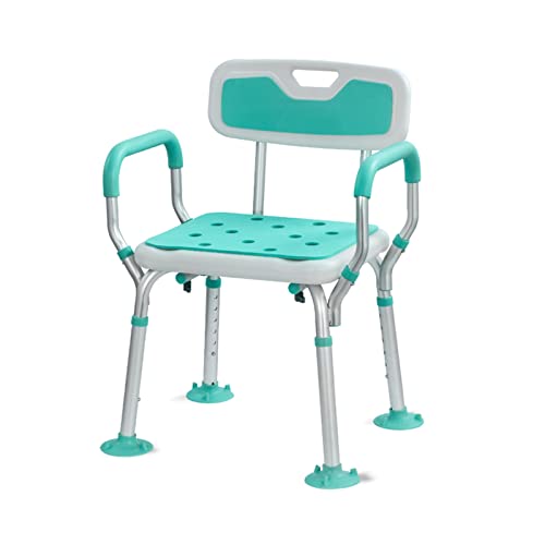180 kg Tragkraft Duschstuhl mit Armlehnen und Rückenlehne - Rutschfester, höhenverstellbarer Duschhocker für ältere und behinderte - Extra breite Sitz-Duschhilfe für Erwachsene von YXBDD