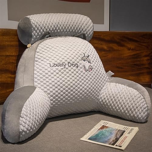 YXCMD Back Cushion with Armrest, Reading Cushion with Carry Handle, Washable Triangular Cushion as Back Support Pillow - Ergonomic Sitting while Reading, Watching TV ( Color : Gray , Size : 75*50*30cm von YXCMD