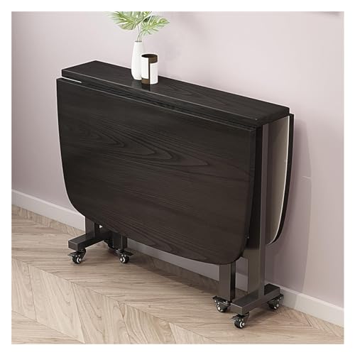 YXCMD Multifunction Movable Folding Wood Kitchen Dining Table, Drop Leaf Extendable Versatile Table, Expandable Kitchen Butterfly Table with 6 Wheels(Black,120x70x75CM) von YXCMD